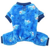 KUTKUT Soft Fleece Small Dog Cat Jumpsuit Pajamas, Warm Winter Pet Onesie With Leash Ri ng, Cozy Cartoon Print Sleepwear For Small Dogs, Puppies  and Cats